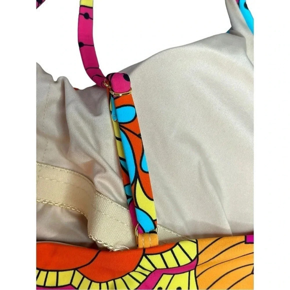 PALMS AWAY BRIGHT FLORAL BELTED ONE PIECE SWIMSUIT VIBRANT NWOT WOMEN SIZE SMALL - Picture 6 of 9